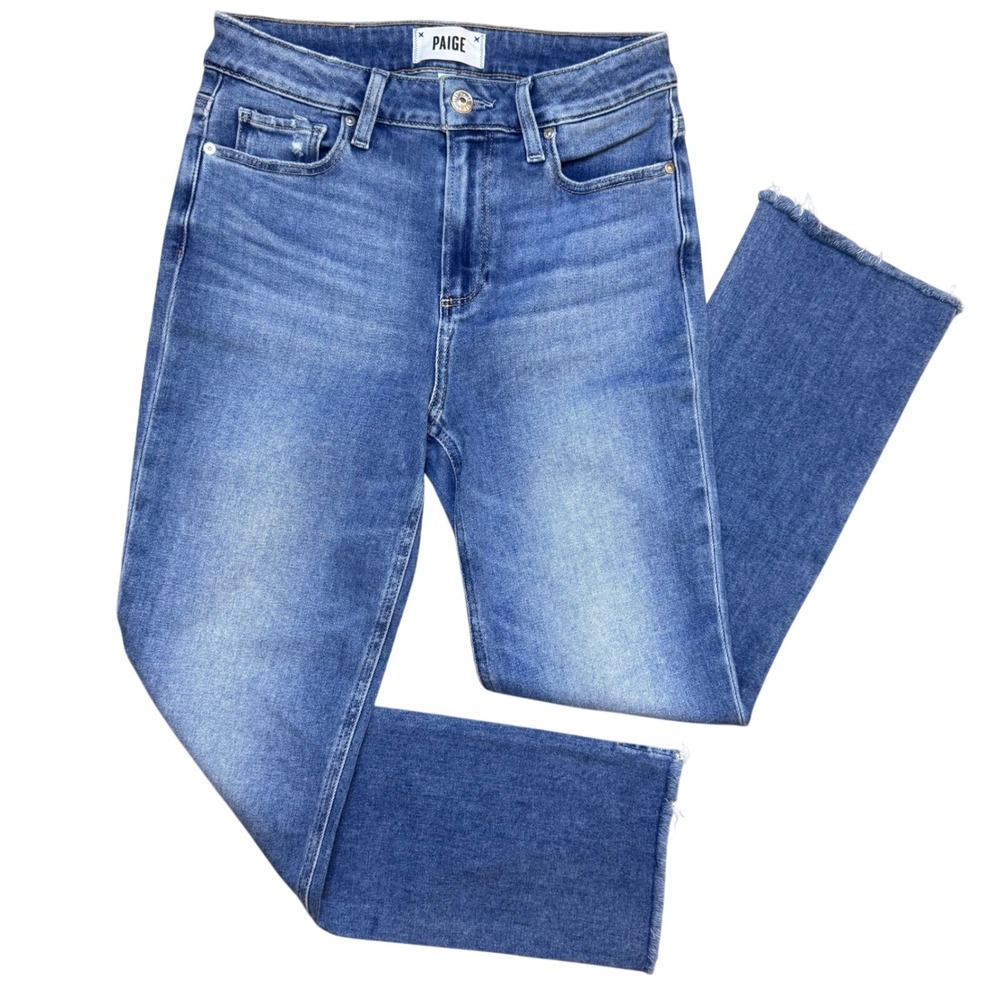Paige Cindy Straight Jeans‎ Women 26 High Rise Medium Wash Raw Hem Premium Denim